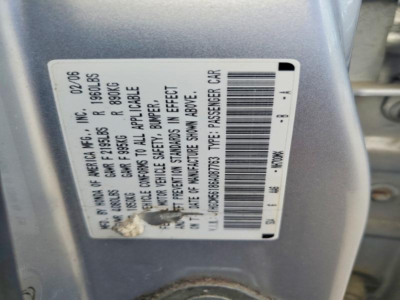 Продаж на аукціоні авто 2006 Honda Accord, vin: 1HGCM56186A087763, номер лоту: 52738676