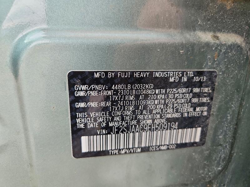 Продажа на аукционе авто 2014 Subaru Forester, vin: JF2SJAAC9EH509194, номер лота: 51671306