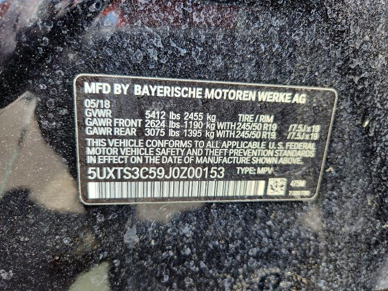 2018 Bmw X3 მანქანა იყიდება აუქციონზე, vin: 5UXTS3C59J0Z00153, აუქციონის ნომერი: 55067466