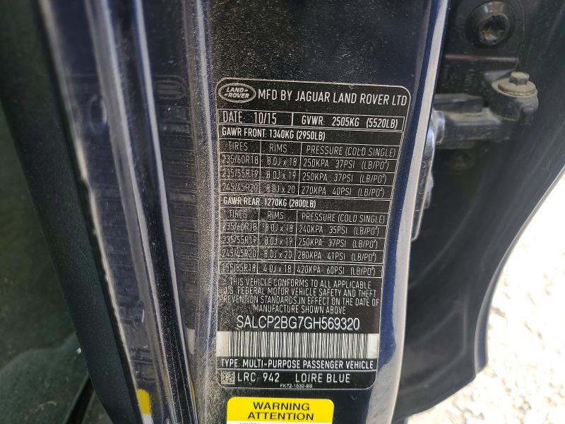 Aukcja sprzedaży 2016 Land Rover Discovery Sport, vin: SALCP2BG7GH569320, numer aukcji: 53877786