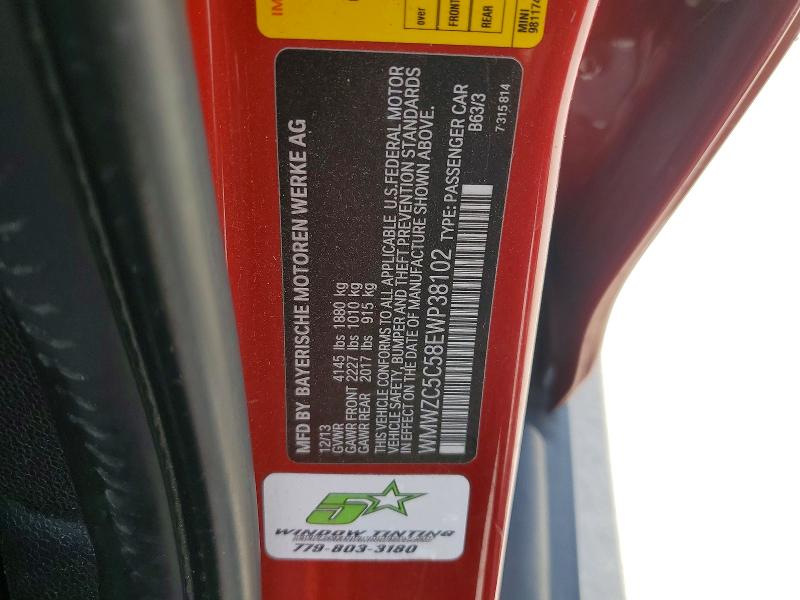 53899576 :رقم المزاد ، WMWZC5C58EWP38102 vin ، 2014 Mini Cooper مزاد بيع