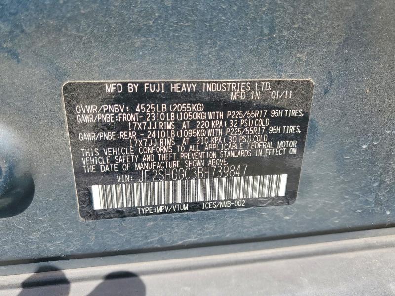 Aukcja sprzedaży 2011 Subaru Forester, vin: JF2SHGGC3BH739847, numer aukcji: 54429286