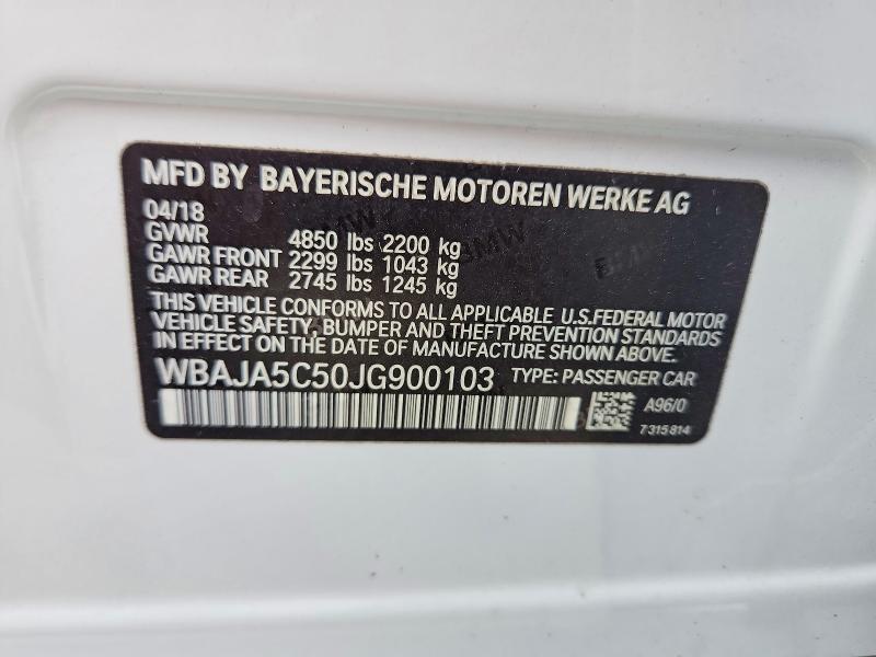 Aukcja sprzedaży 2018 Bmw 530, vin: WBAJA5C50JG900103, numer aukcji: 53957376