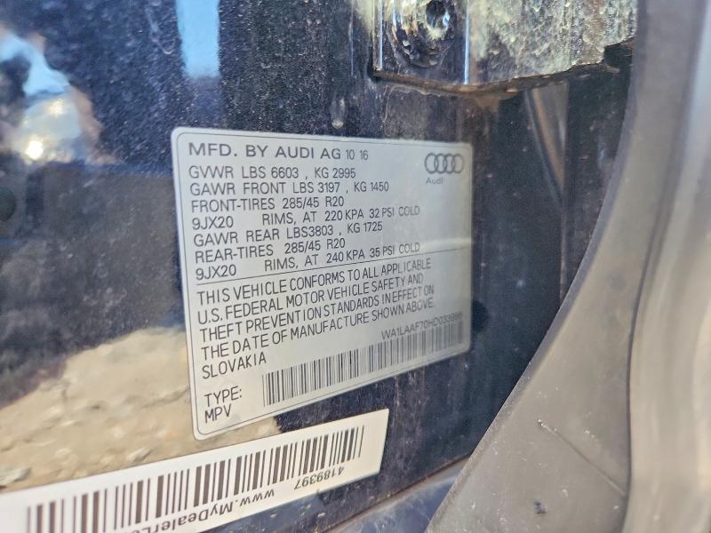 Aukcja sprzedaży 2017 Audi Q7, vin: WA1LAAF70HD033986, numer aukcji: 52415326