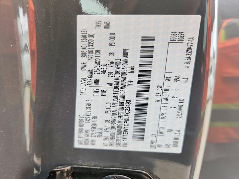 Продажа на аукционе авто 2020 Ford F150, vin: 1FTEW1CP0LFC22493, номер лота: 54686096