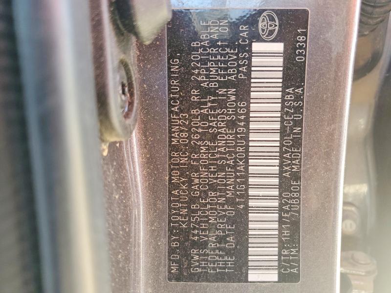 2024 Toyota Camry მანქანა იყიდება აუქციონზე, vin: 4T1G11AK0RU194466, აუქციონის ნომერი: 52015396