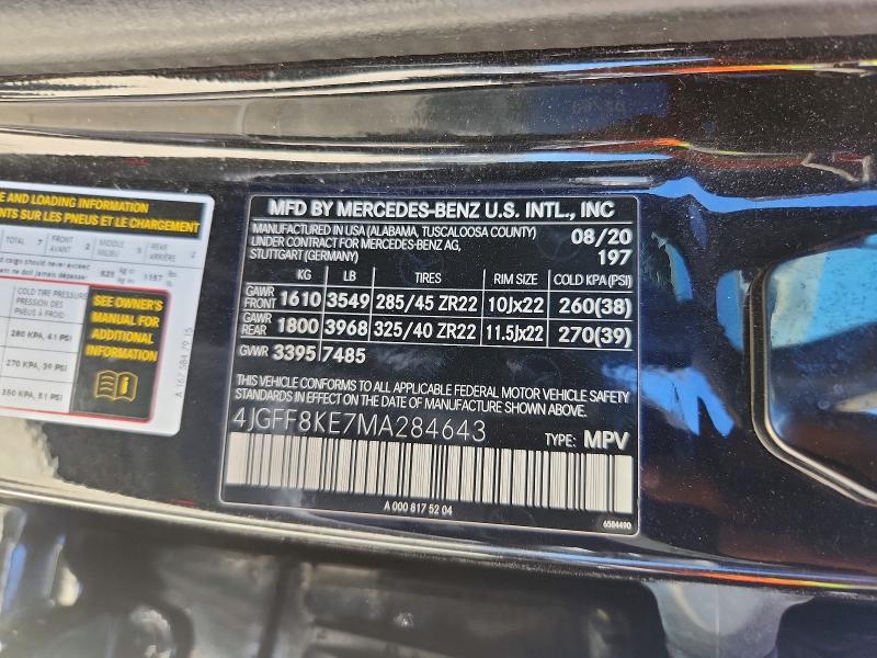 Aukcja sprzedaży 2021 Mercedes-benz Gls, vin: 4JGFF8KE7MA284643, numer aukcji: 53089236