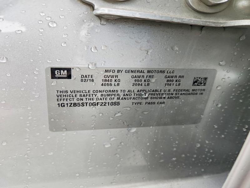 Продажа на аукционе авто 2016 Chevrolet Malibu, vin: 1G1ZB5ST0GF221085, номер лота: 54633616