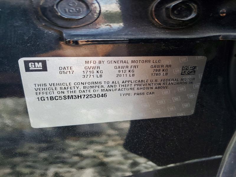 Aukcja sprzedaży 2017 Chevrolet Cruze, vin: 1G1BC5SM3H7253046, numer aukcji: 53511886