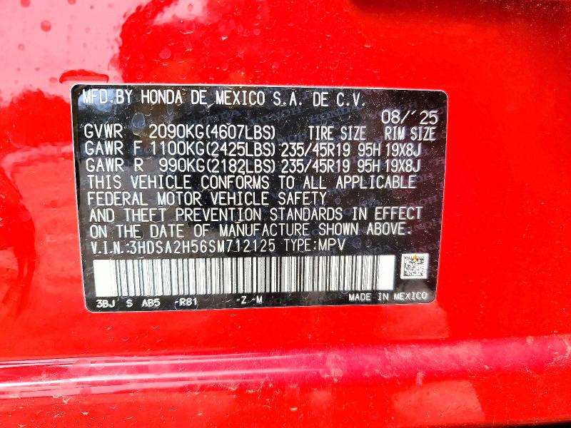 2025 Acura Adx მანქანა იყიდება აუქციონზე, vin: 3HDSA2H56SM712125, აუქციონის ნომერი: 54585626