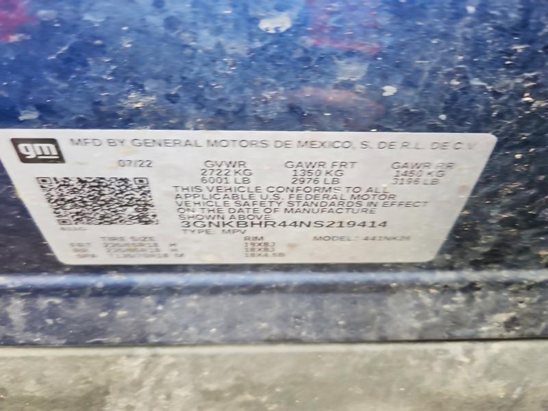 53629976 :رقم المزاد ، 3GNKBHR44NS219414 vin ، 2022 Chevrolet Blazer مزاد بيع
