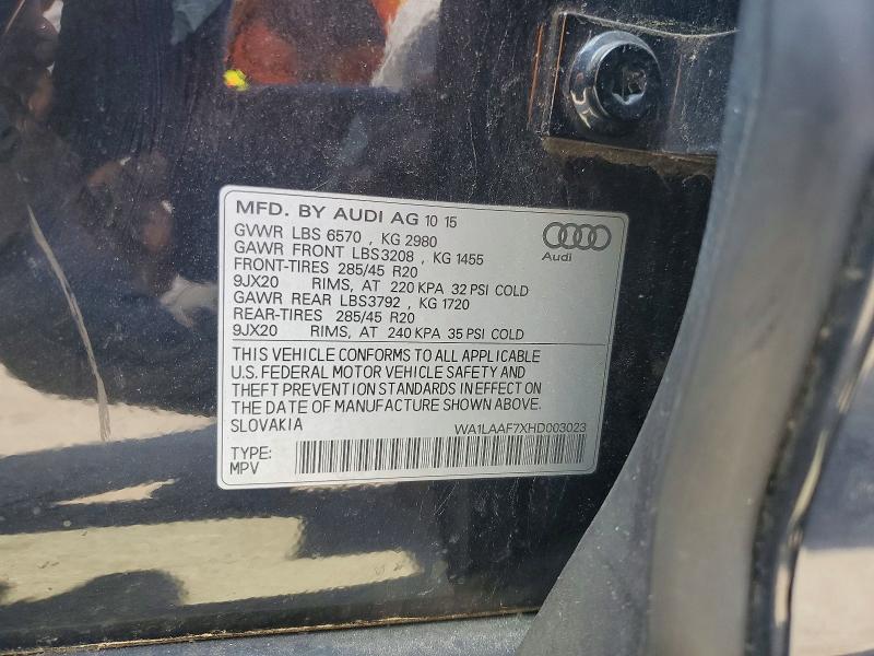 Продажа на аукционе авто 2017 Audi Q7, vin: WA1LAAF7XHD003023, номер лота: 53588066