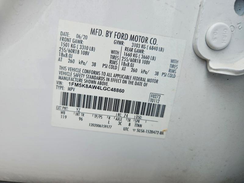 Продаж на аукціоні авто 2020 Ford Explorer, vin: 1FM5K8AW4LGC48860, номер лоту: 51872166