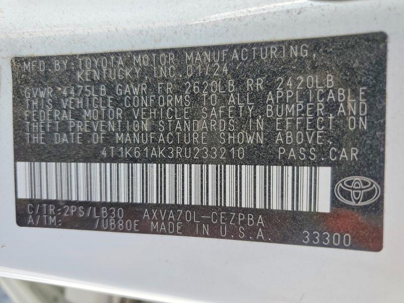 Продажа на аукционе авто 2024 Toyota Camry, vin: 4T1K61AK3RU233210, номер лота: 53664206