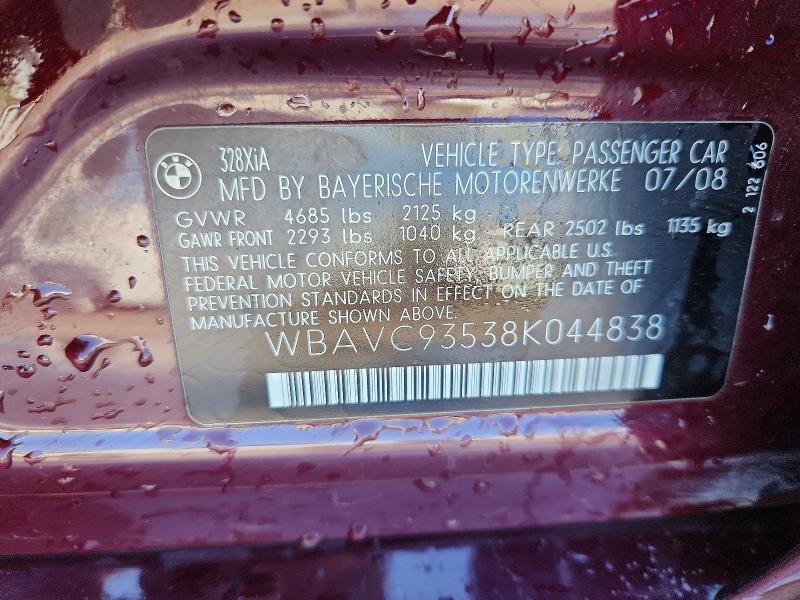 Продажа на аукционе авто 2008 Bmw 328, vin: WBAVC93538K044838, номер лота: 52434906
