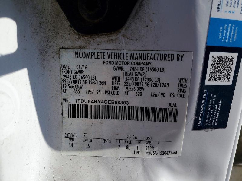 Auction sale of the 2016 Ford F450, vin: 1FDUF4HY4GEB98303, lot number: 51916576