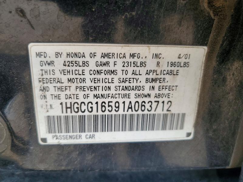 53465836 :رقم المزاد ، 1HGCG16591A063712 vin ، 2001 Honda Accord مزاد بيع