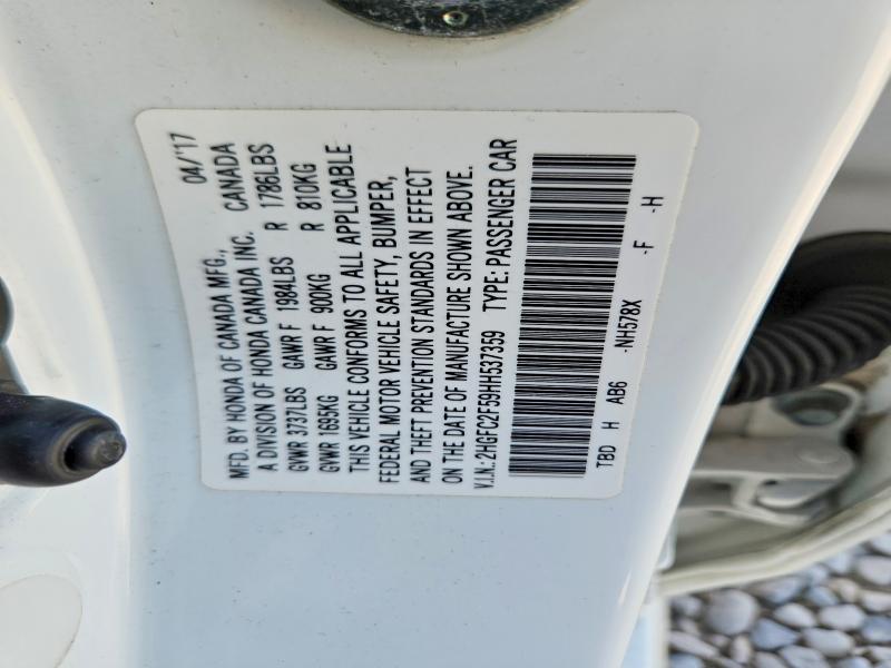 Продаж на аукціоні авто 2017 Honda Civic, vin: 2HGFC2F59HH537359, номер лоту: 55102286