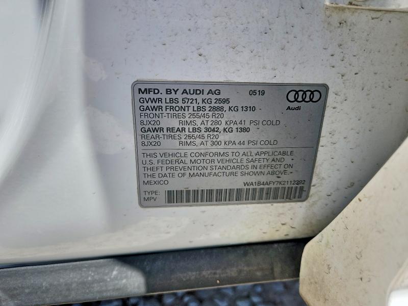 Продажа на аукционе авто 2019 Audi Sq5, vin: WA1B4AFY7K2112392, номер лота: 53349056