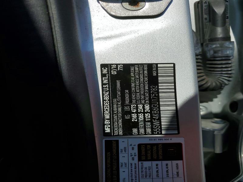 Aukcja sprzedaży 2016 Mercedes-benz C, vin: 55SWF4KB6GU175782, numer aukcji: 53015506