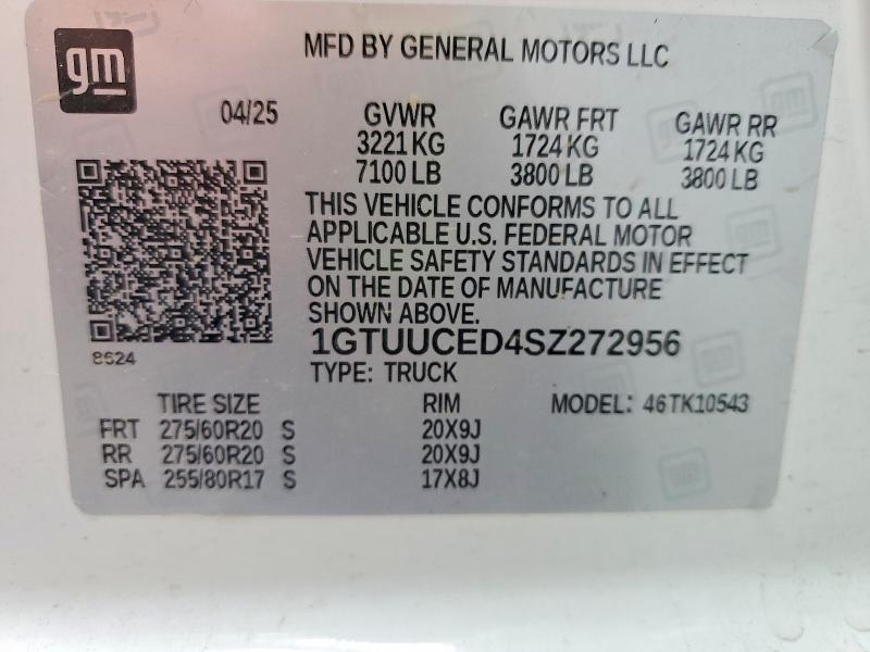Продажа на аукционе авто 2025 Gmc Sierra, vin: 1GTUUCED4SZ272956, номер лота: 52673936