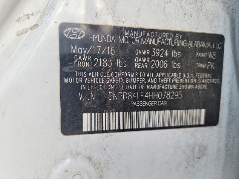 2017 Hyundai Elantra მანქანა იყიდება აუქციონზე, vin: 5NPD84LF4HH078295, აუქციონის ნომერი: 54601066