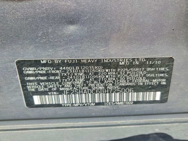 Aukcja sprzedaży 2011 Subaru Forester, vin: JF2SHADC6BH725006, numer aukcji: 54666156