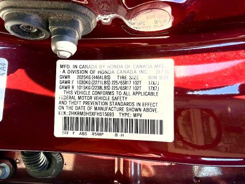 53965476 :رقم المزاد ، 2HKRM3H5XFH515693 vin ، 2015 Honda Cr-v مزاد بيع