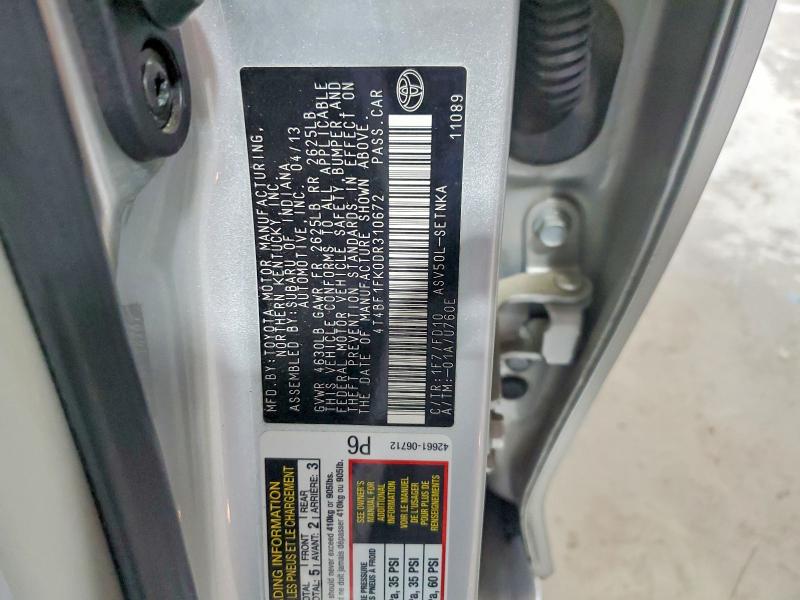 52508926 :رقم المزاد ، 4T4BF1FK0DR310672 vin ، 2013 Toyota Camry مزاد بيع