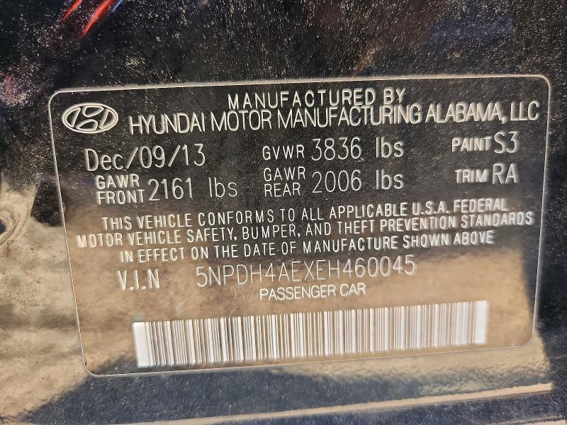 Продаж на аукціоні авто 2014 Hyundai Elantra, vin: 5NPDH4AEXEH460045, номер лоту: 55223876