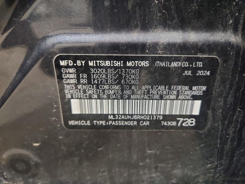 Продажа на аукционе авто 2024 Mitsubishi Mirage, vin: ML32AUHJ6RH021379, номер лота: 53519646