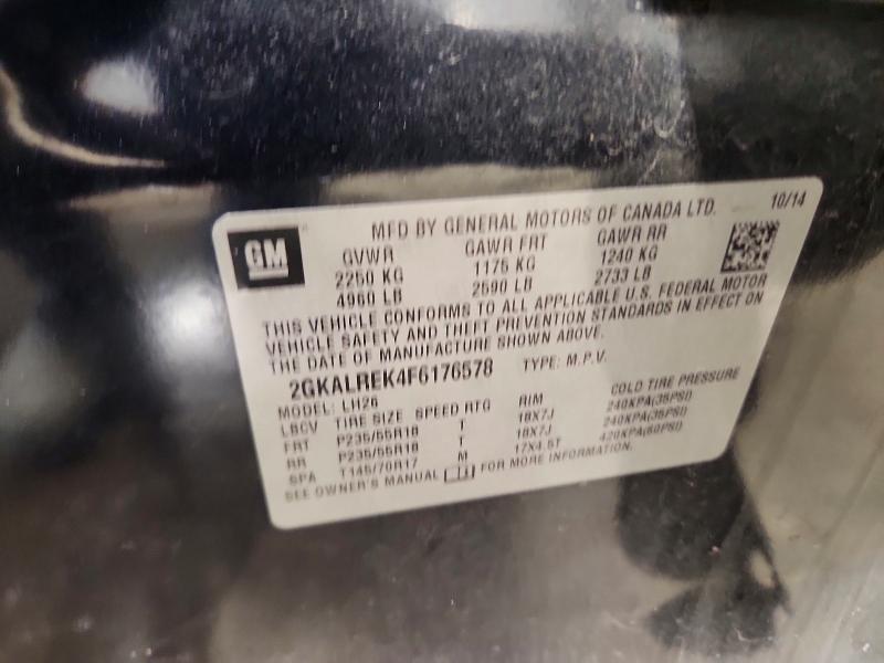 2015 Gmc Terrain მანქანა იყიდება აუქციონზე, vin: 2GKALREK4F6176578, აუქციონის ნომერი: 55077116