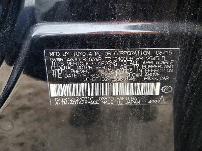 Aukcja sprzedaży 2015 Lexus Is, vin: JTHBF1D24F5080146, numer aukcji: 52573786
