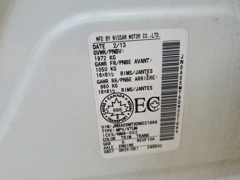 49821466 :رقم المزاد ، JN8AS5MT8DW021864 vin ، 2013 Nissan Rogue مزاد بيع