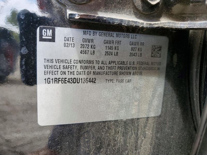 Auction sale of the 2013 Chev Volt, vin: 1G1RF6E43DU136442, lot number: 52606596