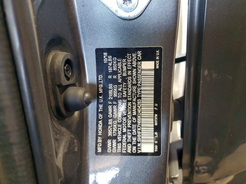 2019 Honda Civic მანქანა იყიდება აუქციონზე, vin: SHHFK7H66KU404283, აუქციონის ნომერი: 53136876