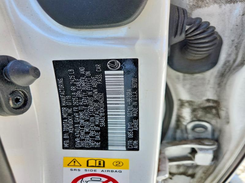 Продажа на аукционе авто 2019 Lexus Es, vin: 58ABZ1B10KU046292, номер лота: 53963546
