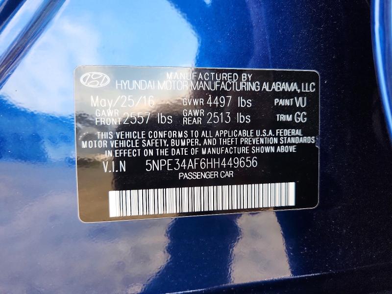Aukcja sprzedaży 2017 Hyundai Sonata, vin: 5NPE34AF6HH449656, numer aukcji: 52205066