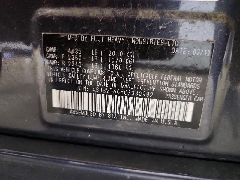 Aukcja sprzedaży 2012 Subaru Legacy, vin: 4S3BMBA68C3030992, numer aukcji: 53849736