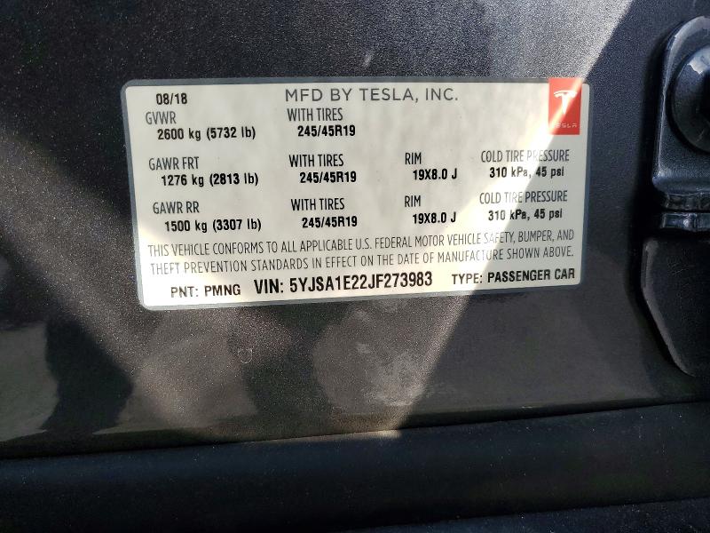 Продаж на аукціоні авто 2018 Tesla Model S, vin: 5YJSA1E22JF273983, номер лоту: 54536466