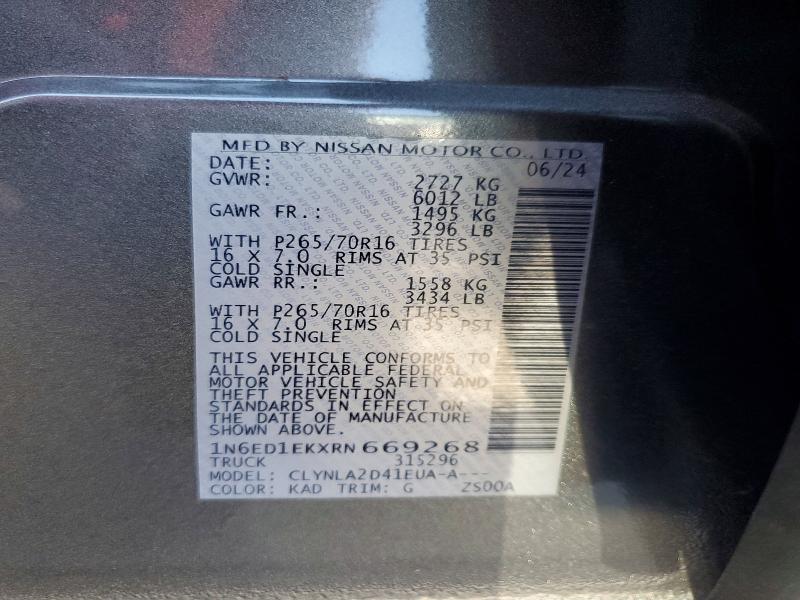 54128776 :رقم المزاد ، 1N6ED1EKXRN669268 vin ، 2024 Nissan Frontier مزاد بيع