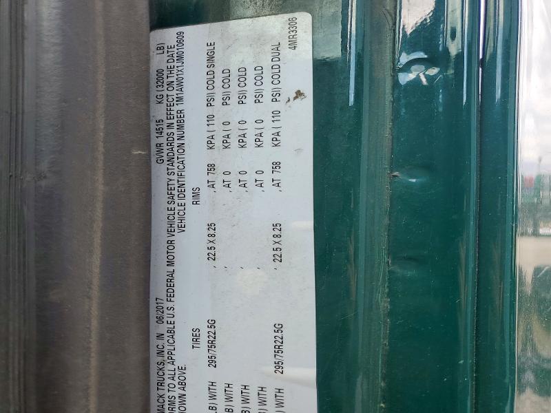 52595196 :رقم المزاد ، 1M1AW01X1JM010609 vin ، 2018 Mack 600 مزاد بيع
