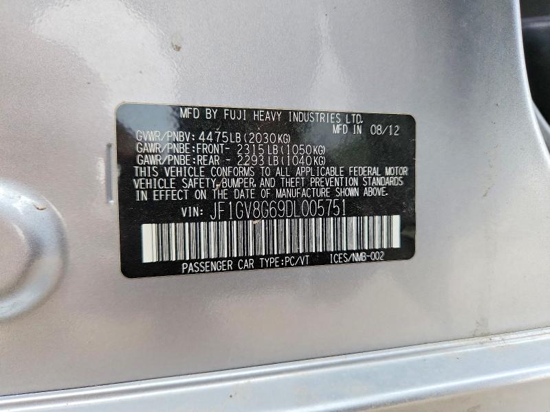 Продажа на аукционе авто 2013 Subaru Impreza, vin: JF1GV8G69DL005751, номер лота: 52356216