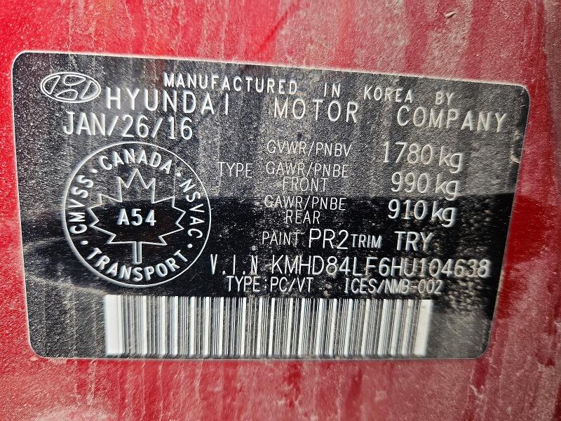 2017 Hyundai Elantra მანქანა იყიდება აუქციონზე, vin: KMHD84LF6HU104638, აუქციონის ნომერი: 54125916