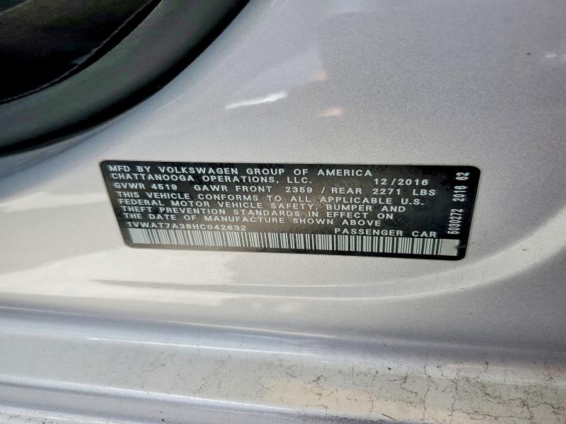 Продажа на аукционе авто 2017 Volkswagen Passat, vin: 1VWAT7A38HC042632, номер лота: 53738316