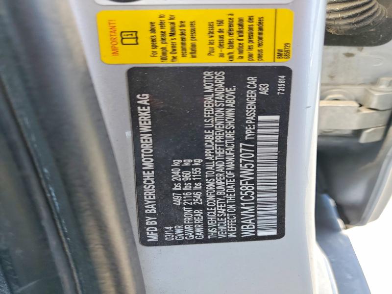 54296396 :رقم المزاد ، WBAVM1C58FVW57077 vin ، 2015 Bmw X1 مزاد بيع