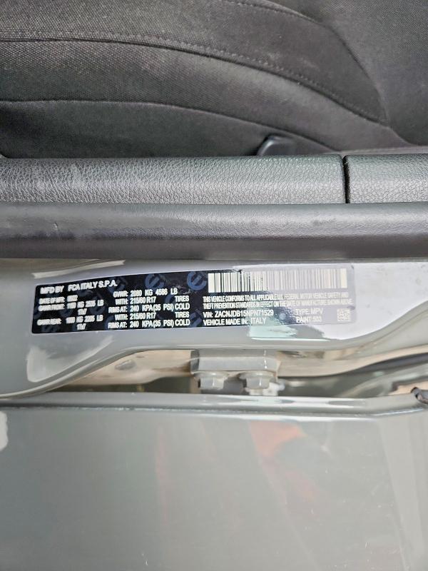 2022 Jeep Renegade მანქანა იყიდება აუქციონზე, vin: ZACNJDB15NPN71529, აუქციონის ნომერი: 54888356