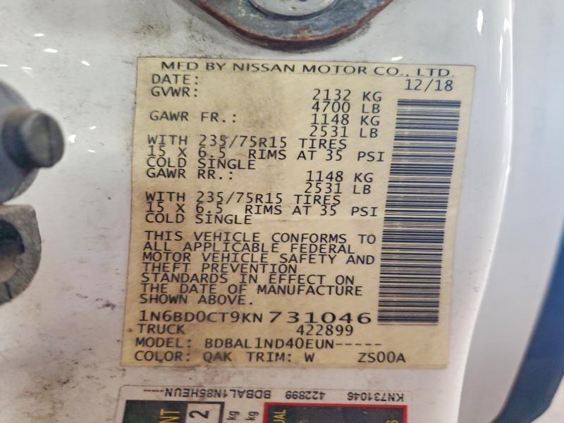 Aukcja sprzedaży 2019 Nissan Frontier, vin: 1N6BD0CT9KN731046, numer aukcji: 53263046