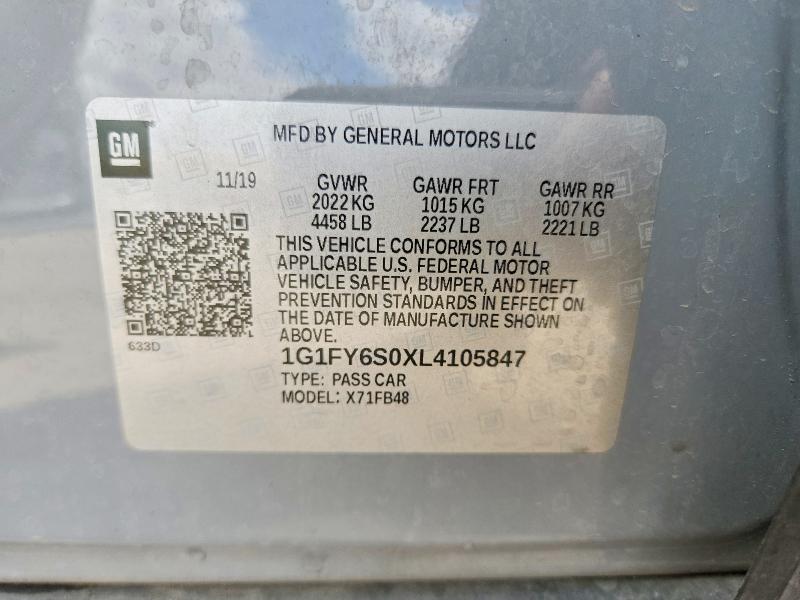 Aukcja sprzedaży 2020 Chevrolet Bolt Ev, vin: 1G1FY6S0XL4105847, numer aukcji: 52238446
