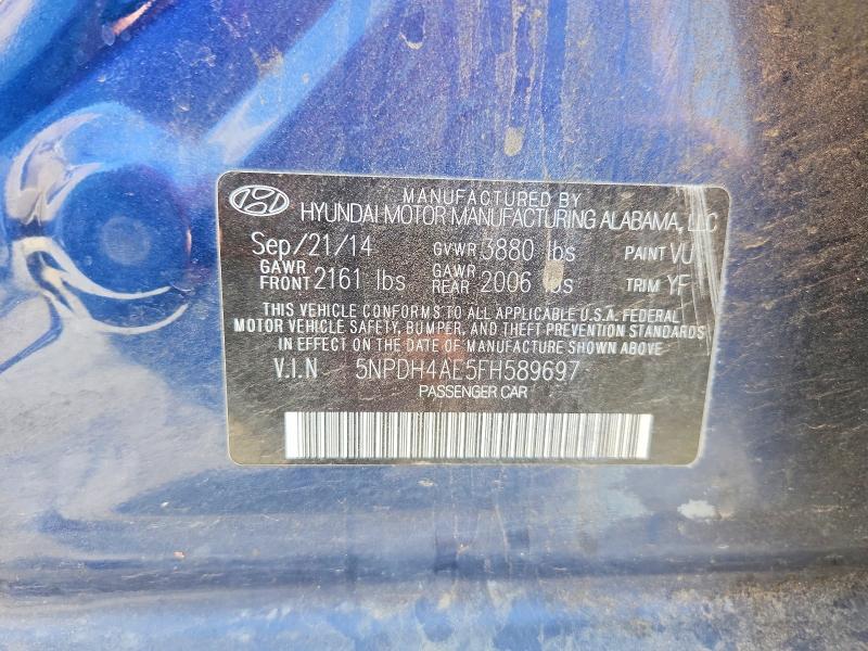 2015 Hyundai Elantra მანქანა იყიდება აუქციონზე, vin: 5NPDH4AE5FH589697, აუქციონის ნომერი: 53326586